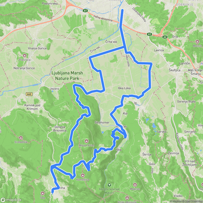 Ljubljana climbing gravel loop — map