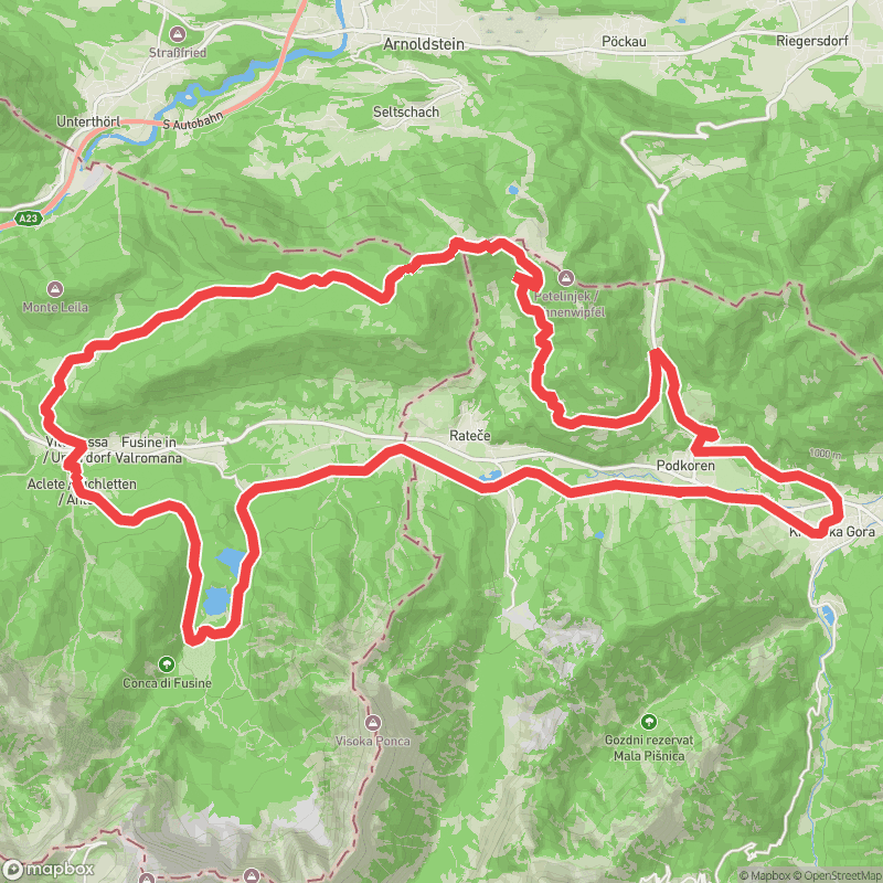 Podkoren / Kranjska Gora alpine gravel loop — map