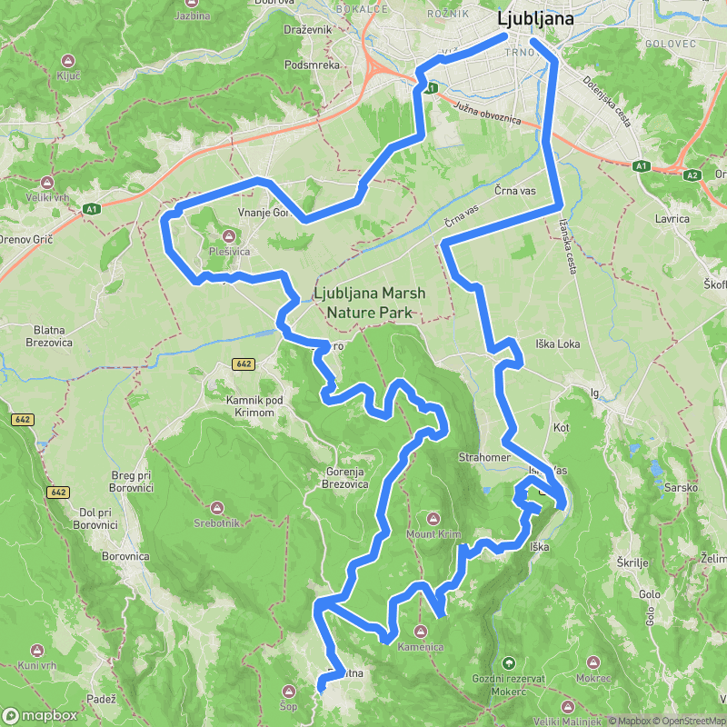 Rakitna s prečenjem na Gornji Ig gravel — map